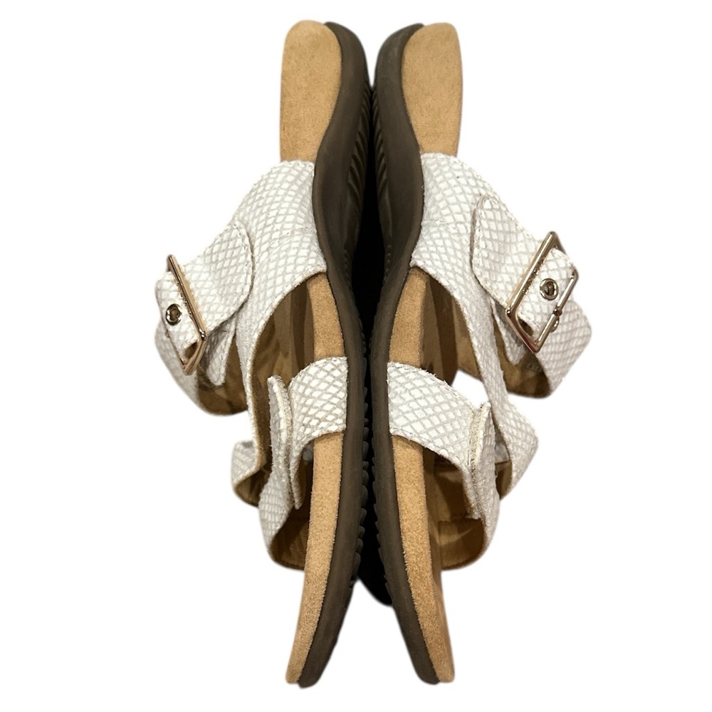 Vionic White Skylar Snakeskin Python Slide Goldto… - image 4